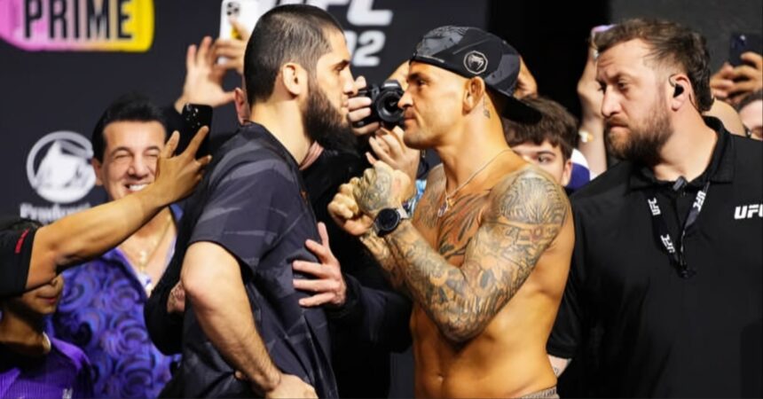 Dustin Poirier Gives Intense Stare Down To Islam Makhachev During