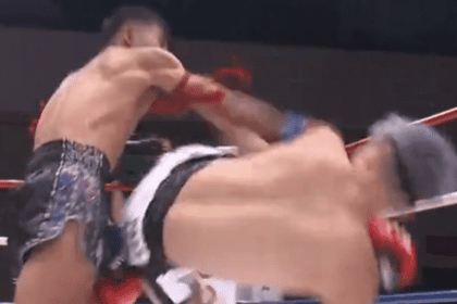 Muay Thai Fighter Lands Spectacular Rolling Thunder Knockout To Knock